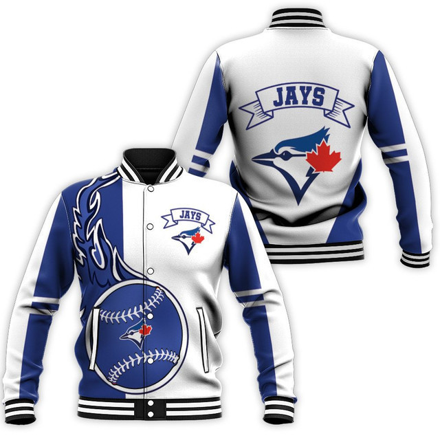 Toronto Blue Jays Blue White Varsity Baseball Jacket for Men & Women | MLB Team Fan Gift