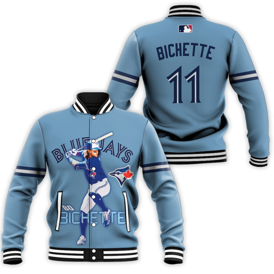 Toronto Blue Jays Bo Bichette 11 Varsity Baseball Jacket for Men & Women | MLB Team Fan Gift