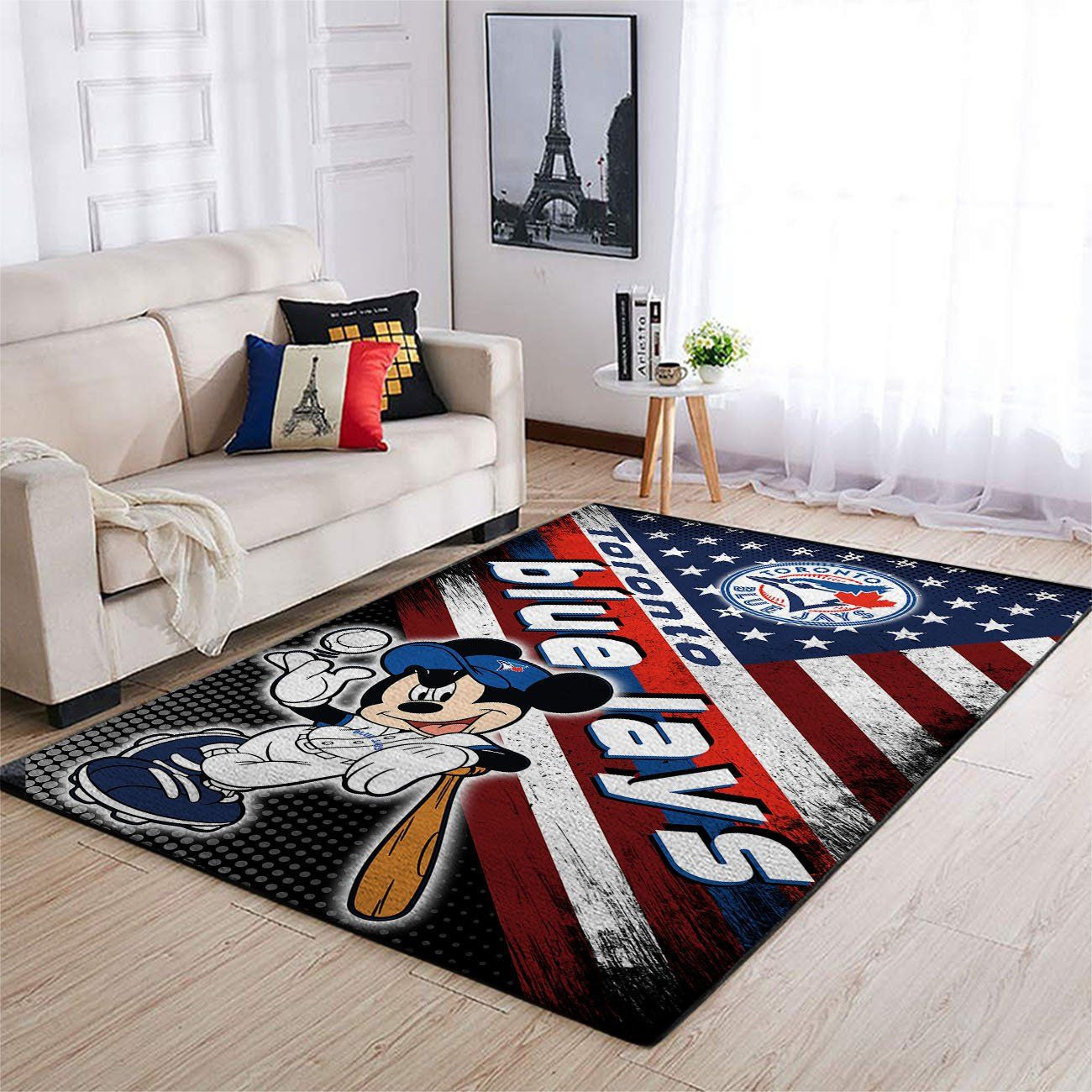 Toronto Blue Jays Team Logo Mickey Us Rectangle Area Rug – Full Print Carpet For Living Room & Bedroom Home Decor