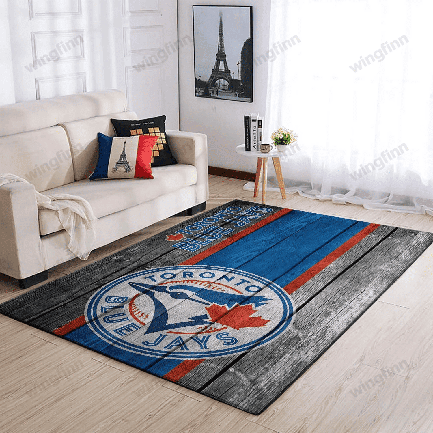 Toronto Blue Jays Team Logo Rectangle Area Rug – Full Print Carpet For Living Room & Bedroom Home Decor