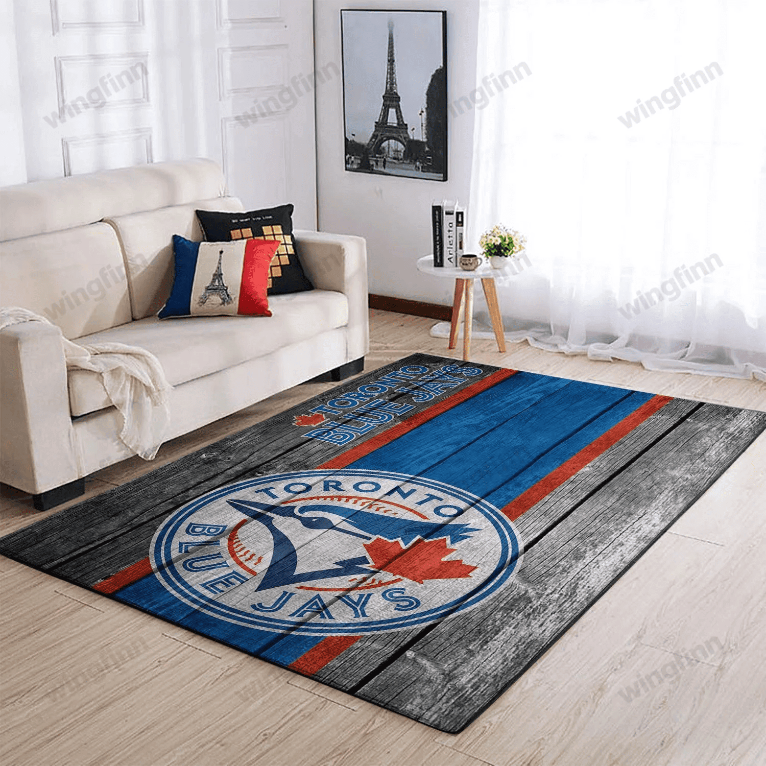 Toronto Blue Jays Team Logo Rectangle Area Rug – Full Print Carpet For Living Room & Bedroom Home Decor