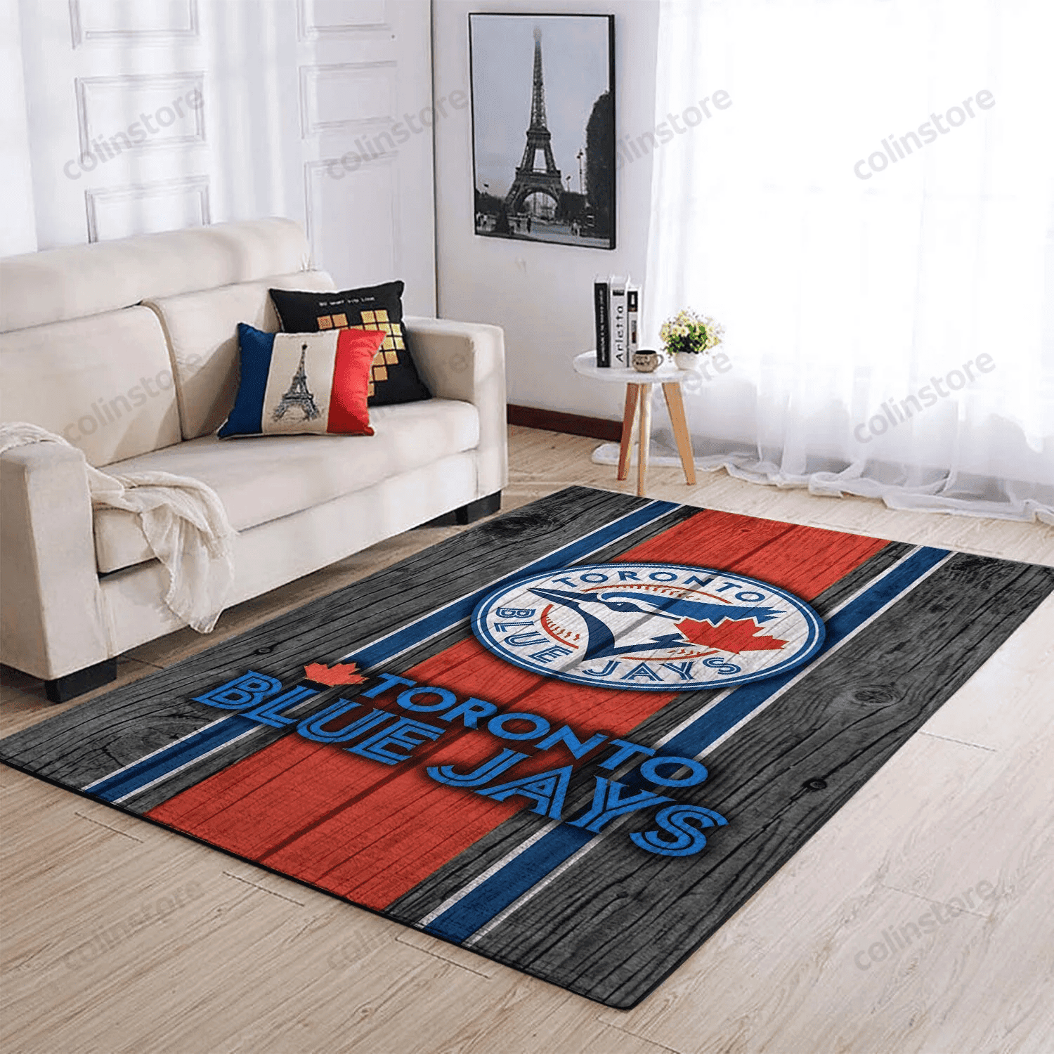 Toronto Blue Jays Team Logo Wooden Rectangle Area Rug – Full Print Carpet For Living Room & Bedroom Home Decor