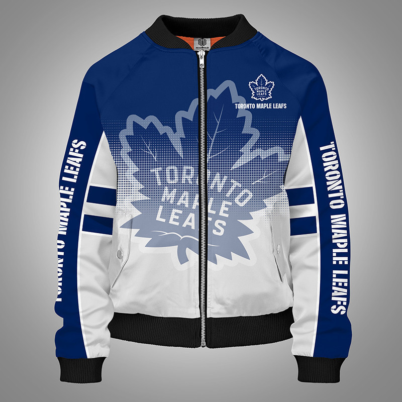 Toronto Maple Leafs Blue White Bomber Jacket | NHL Team Jacket for Men & Women | Hockey Fan Gift