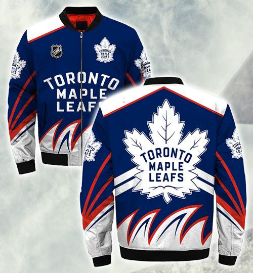 Toronto Maple Leafs Blue White Red Bomber Jacket | NHL Team Jacket for Men & Women | Hockey Fan Gift