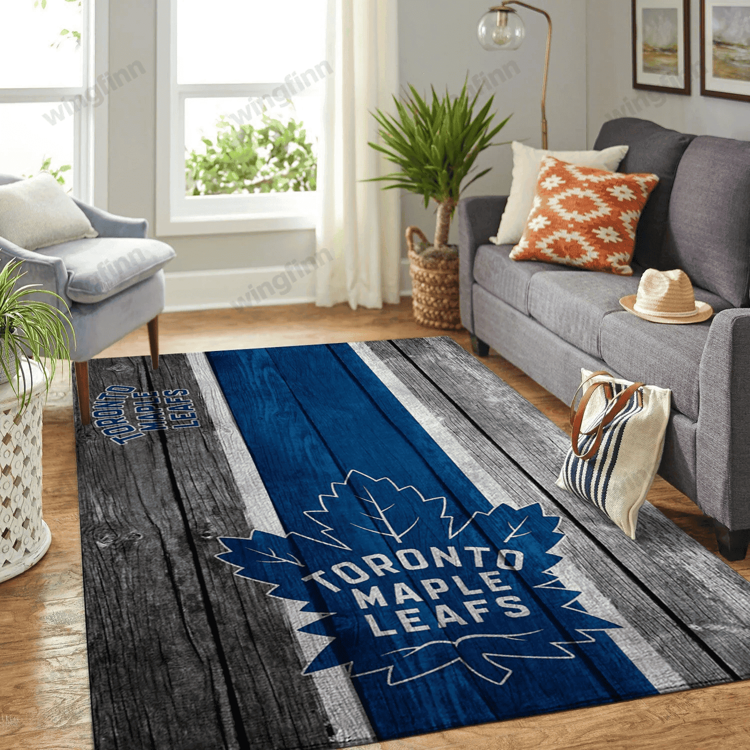 Toronto Maple Leafs Team Logo Rectangle Area Rug – Full Print Carpet For Living Room & Bedroom Home Decor