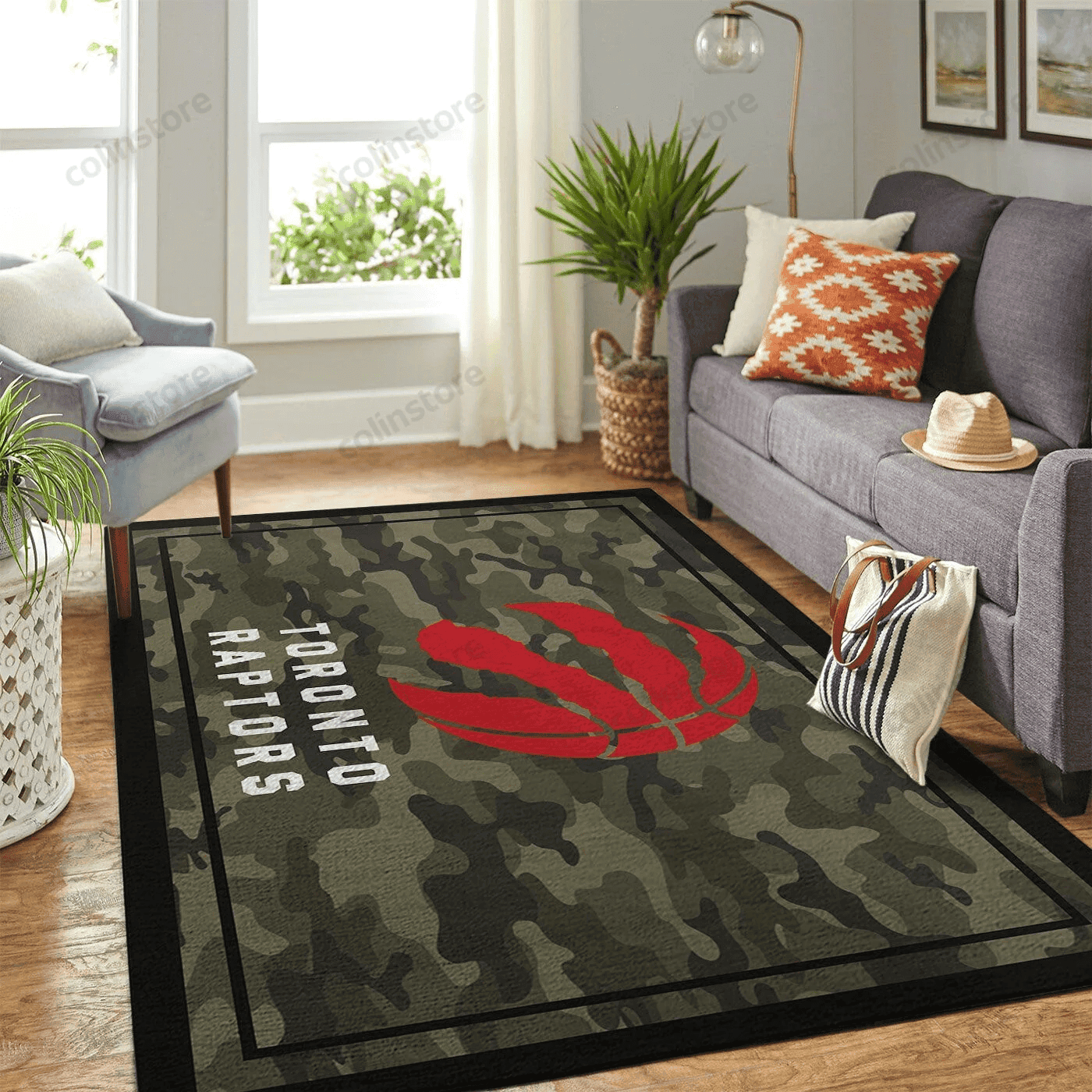 Toronto Raptors Team Logo Camo 3D Rectangle Area Rug – Full Print Carpet For Living Room & Bedroom Home Decor