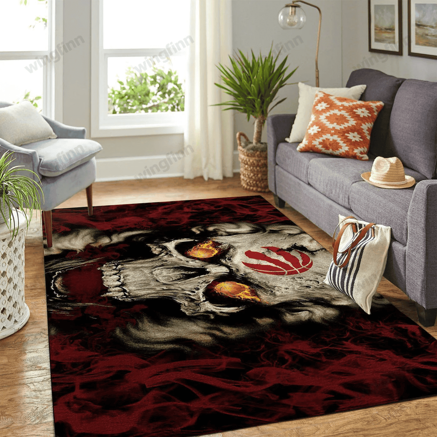 Toronto Raptors Team Logo Rectangle Area Rug – Full Print Carpet For Living Room & Bedroom Home Decor