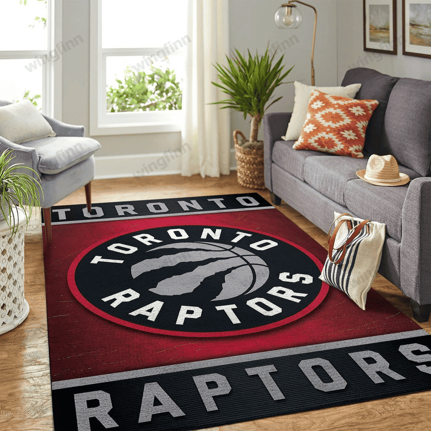 Toronto Raptors Team Logo Rectangle Area Rug – Full Print Carpet For Living Room & Bedroom Home Decor