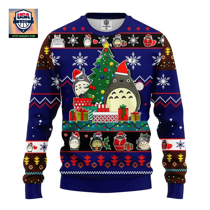 Totoro Ghibli Noel Ugly Christmas Sweater Blue 1 Amazing Gift Idea Thanksgiving Gift
