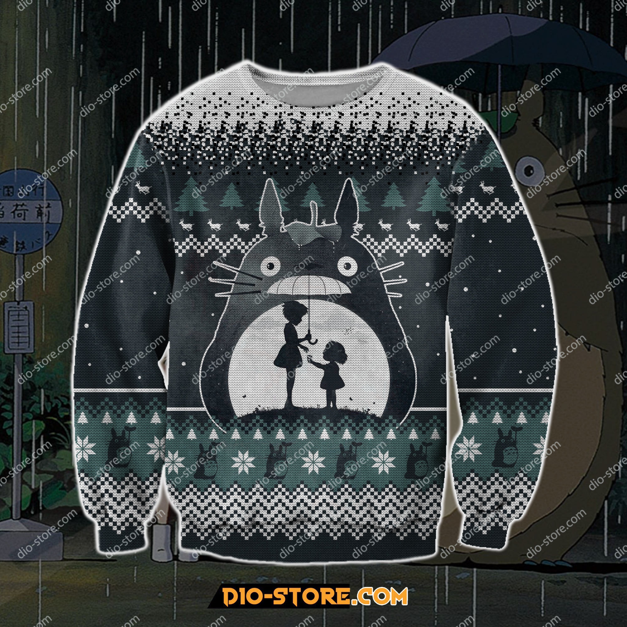 Totoro Spirited Away 3D Print Ugly Christmas Sweater