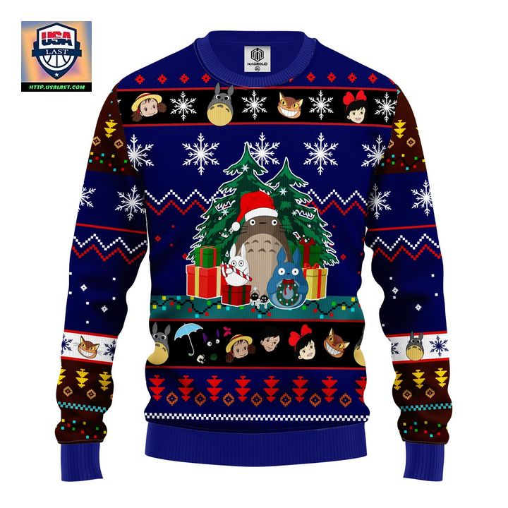 Totoro Ugly Christmas Sweater Blue 2 Amazing Gift Idea Thanksgiving Gift