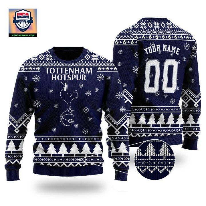Tottenham Hotspur Custom Name Ugly Christmas Wool Sweater