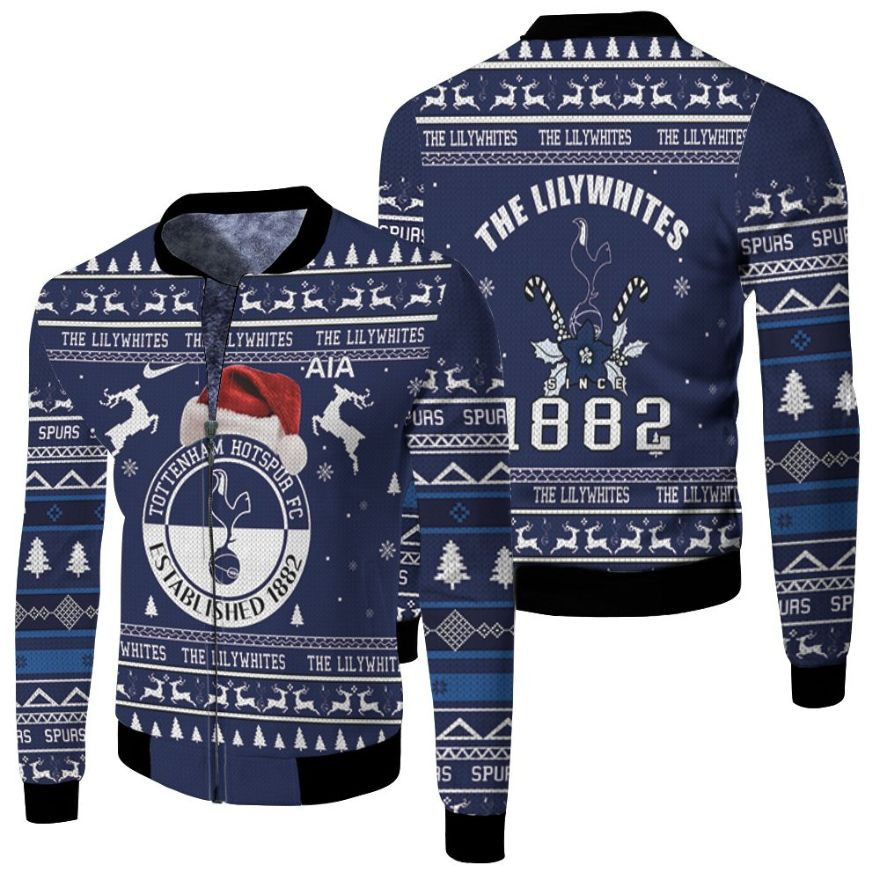 Tottenham Hotspur FC Ugly Christmas Style Bomber Jacket | Holiday Style Jacket for Men & Women | Holiday Fan Gift
