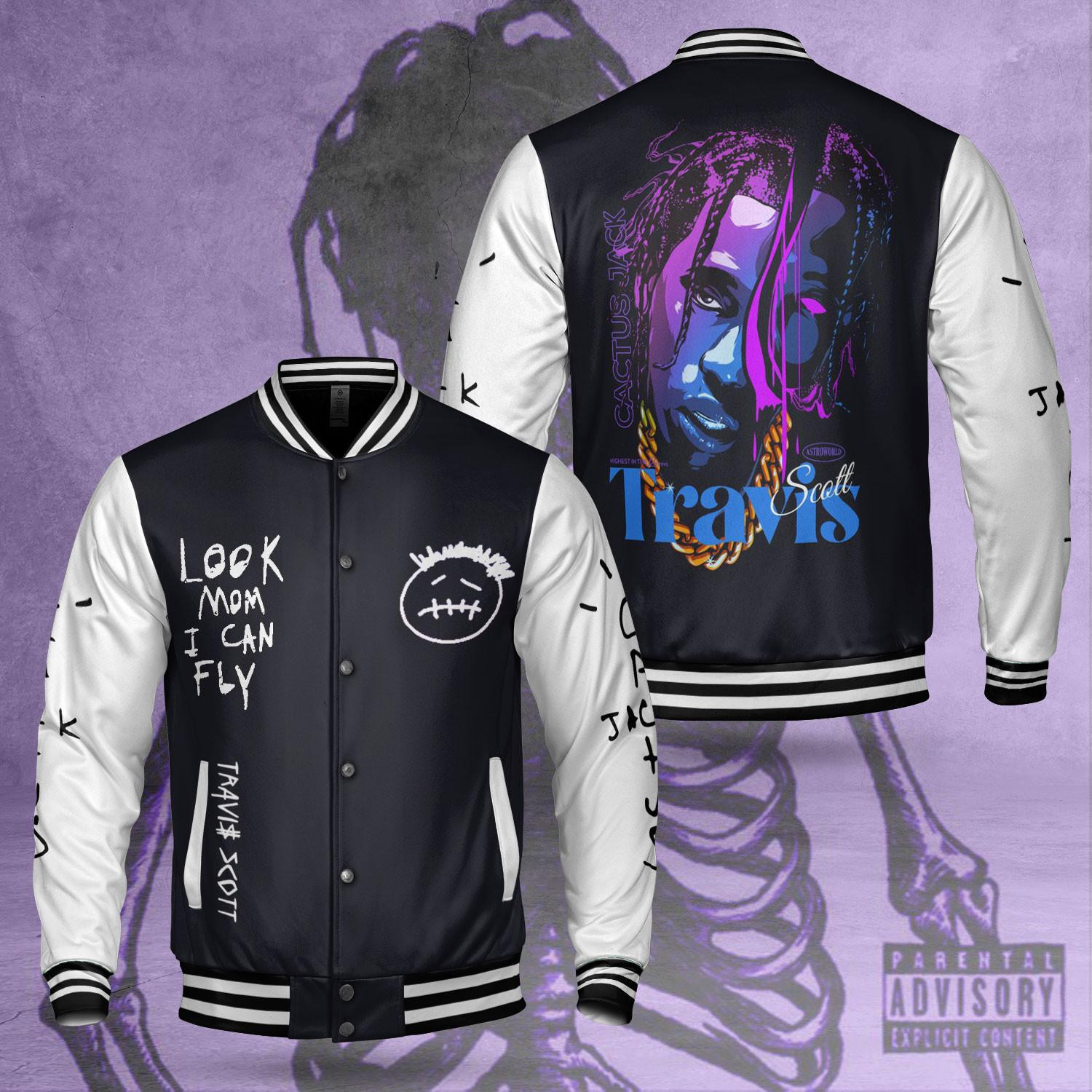 Travis Scott Cactus Jack Fashion Baseball Jacket for Men & Women | Music Fan Gift