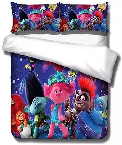 Trolls Poppy Duvet Cover Quilt Cover Pillowcase Bedding Set Bed Linen Home Bedroom Decor