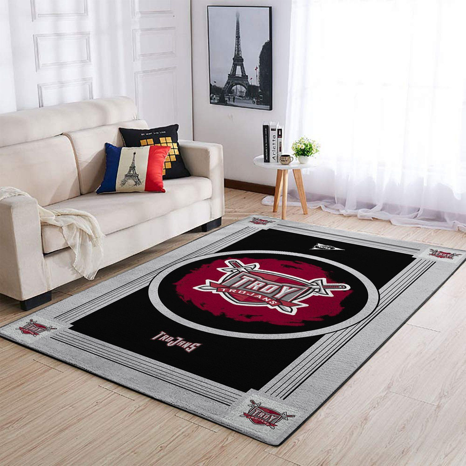 Troy Trojans Team Logo Nice Gift Rectangle Area Rug – Full Print Carpet For Living Room & Bedroom Home Decor
