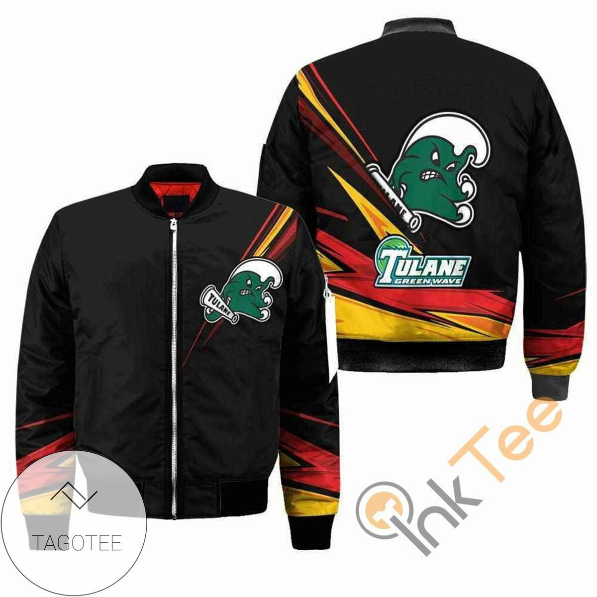 Tulane Green Wave Black Apparel Bomber Jacket | NCAA College Team Jacket for Men & Women | Sports Fan Gift