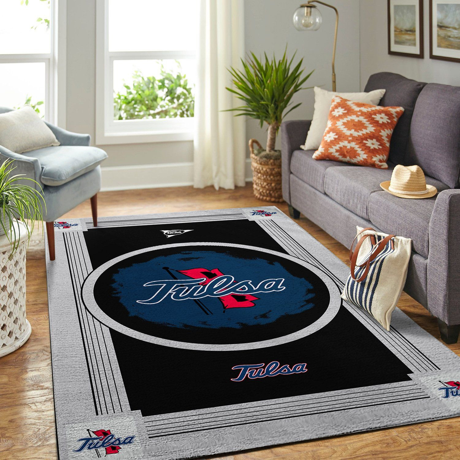Tulsa Golden Hurricane Team Logo Nice Gift Rectangle Area Rug – Full Print Carpet For Living Room & Bedroom Home Decor