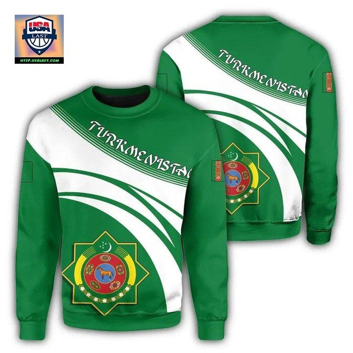 Turkmenistan Coat Of Arms Sweater Cricket Style J5W