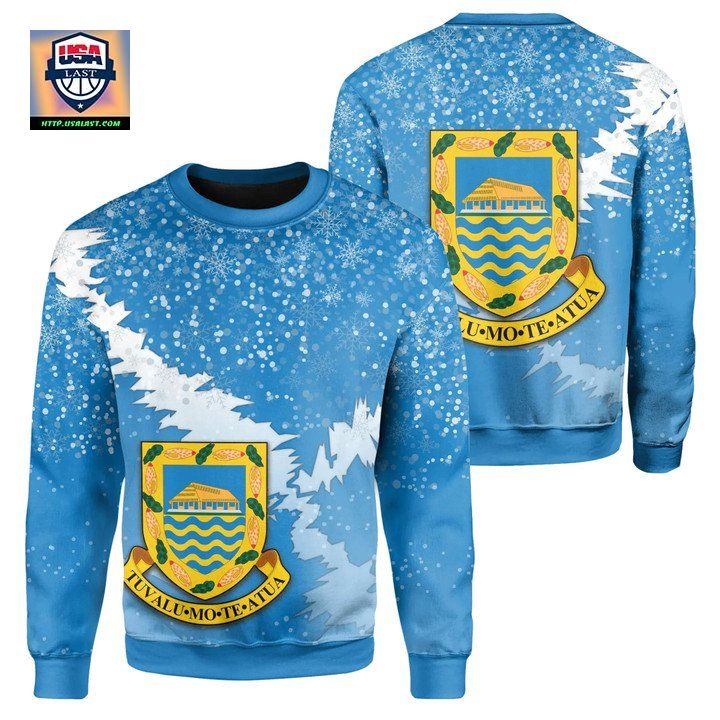 Tuvalu Coat Of Arms Sweater Blue X Style J82