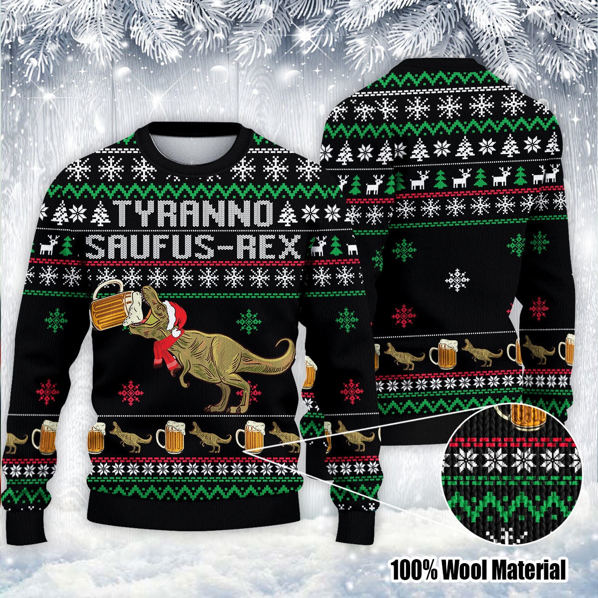 Tyrannosaurus Ugly Christmas Sweater