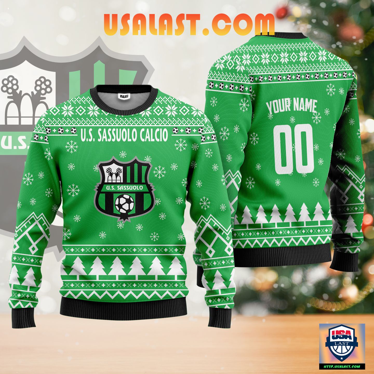U.S. Sassuolo Calcio Personalized Ugly Christmas Sweater Green Version