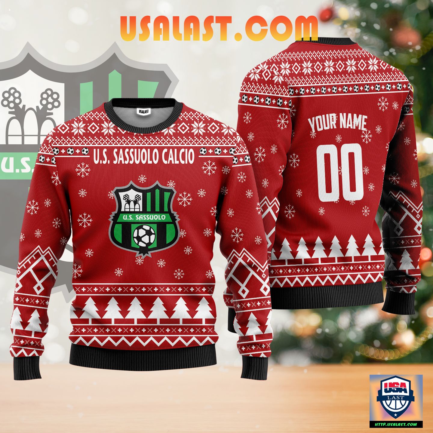 U.S. Sassuolo Calcio Personalized Ugly Christmas Sweater Red Version