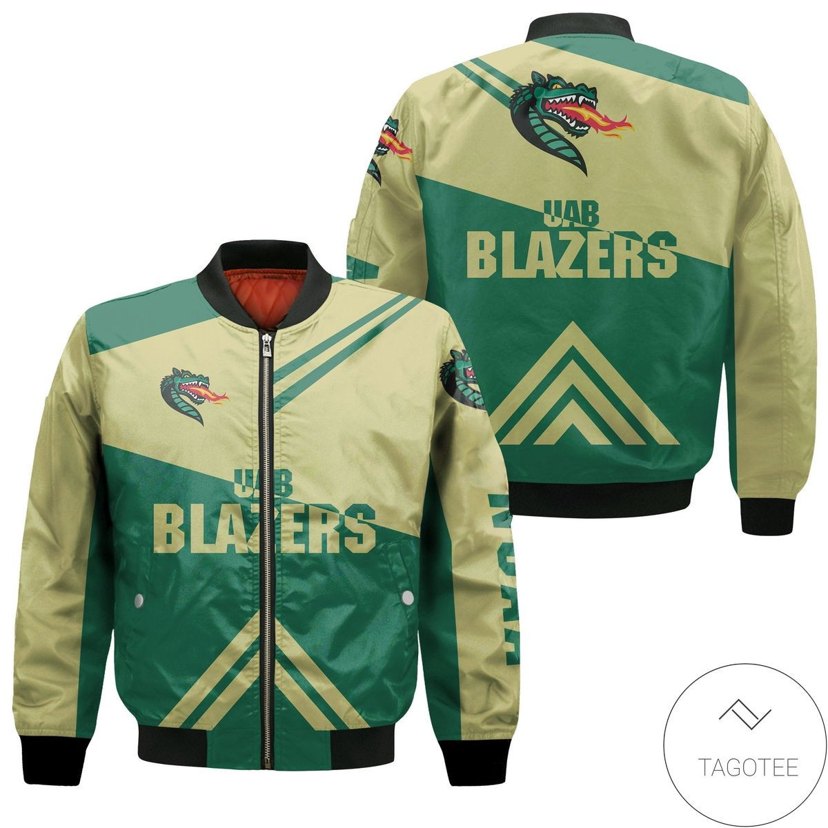 Uab Blazers Stripes Cross Shoulders Bomber Jacket | NCAA College Team Jacket for Men & Women | Sports Fan Gift
