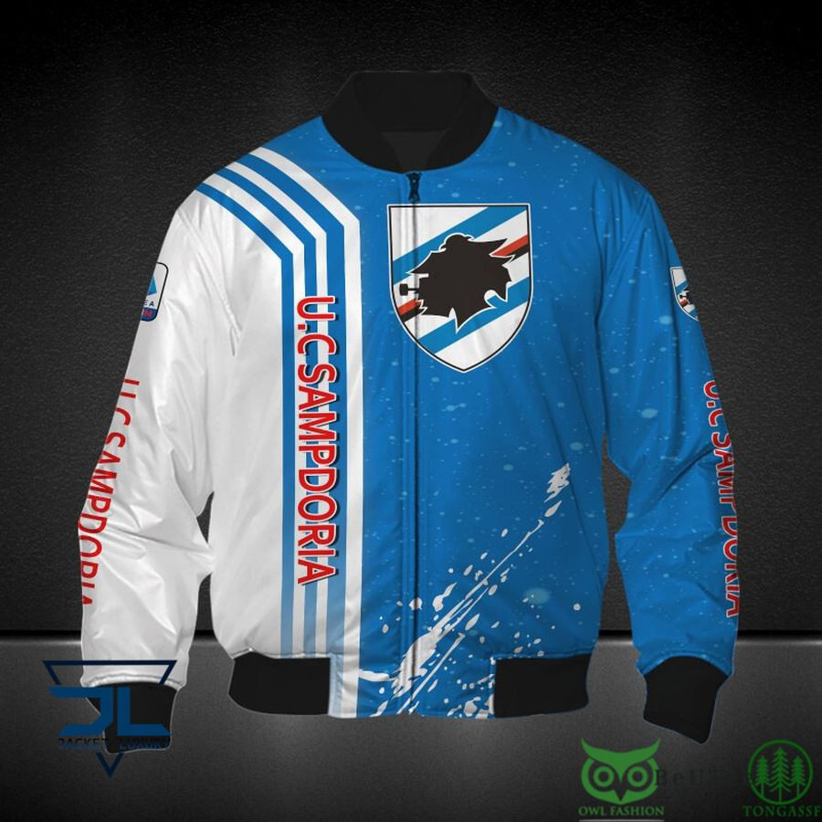 UC Sampdoria Blue White Bomber Jacket | Streetwear Jacket for Men & Women | Fan Gift