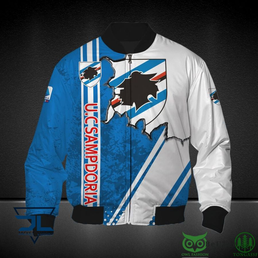UC Sampdoria Blue White Bomber Jacket | Streetwear Jacket for Men & Women | Fan Gift
