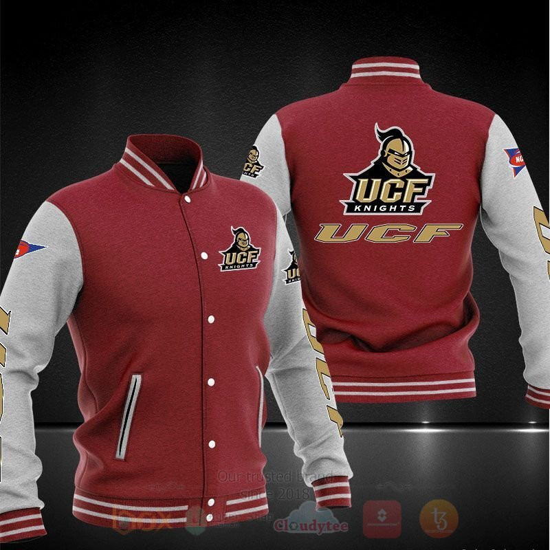 UCF Knights Red Grey Varsity Baseball Jacket for Men & Women | NCAA Team Fan Gift