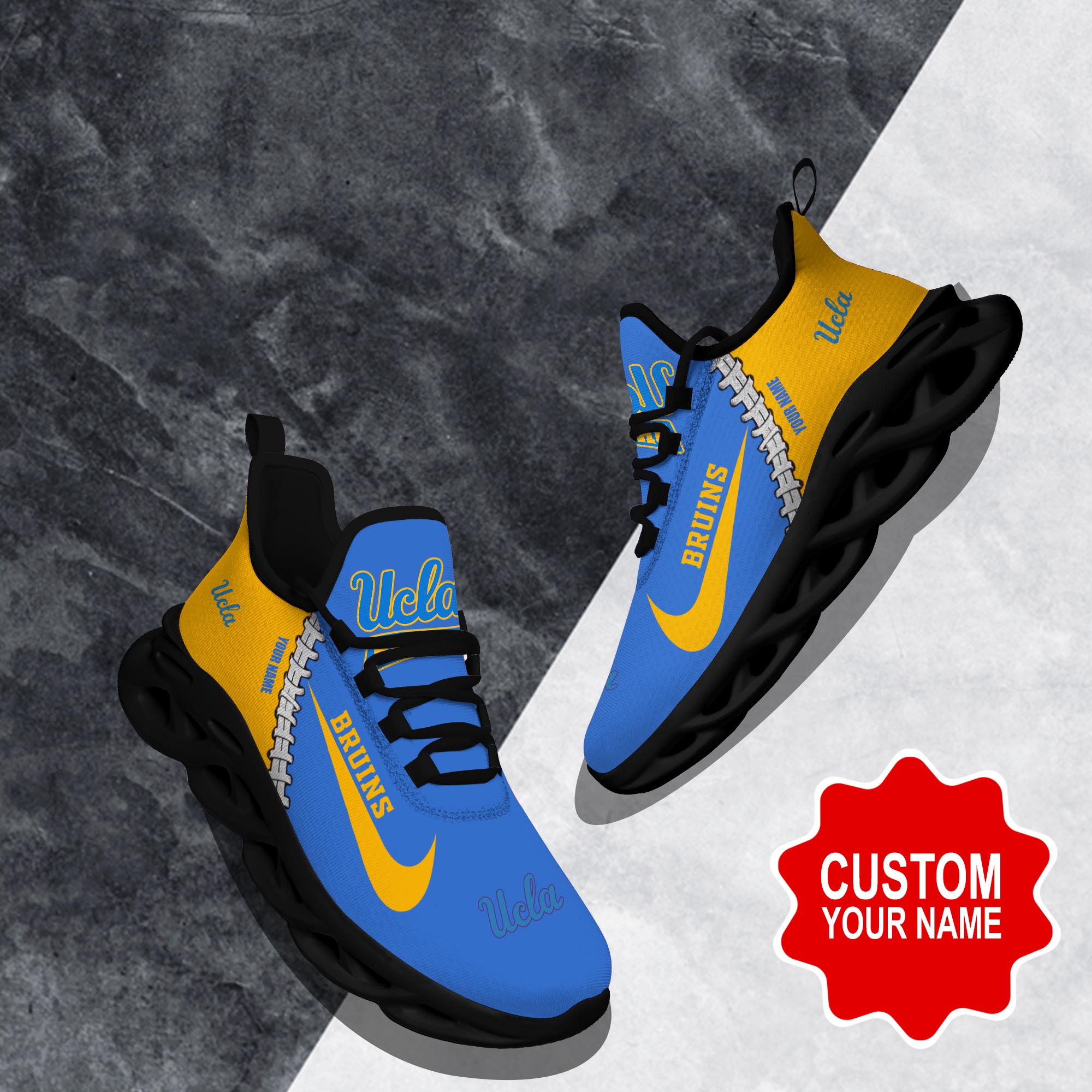 UCLA Bruins Max Soul Shoes Sneakers for Men And Women – NHL Hockey Fan Shoes, Team Sneakers