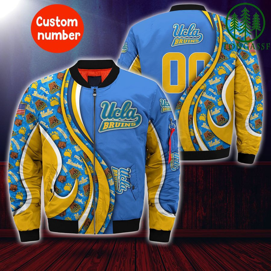 UCLA Bruins Personalized Name Number Blue Gold Bomber Jacket | NCAA College Team Jacket for Men & Women | Sports Fan Gift
