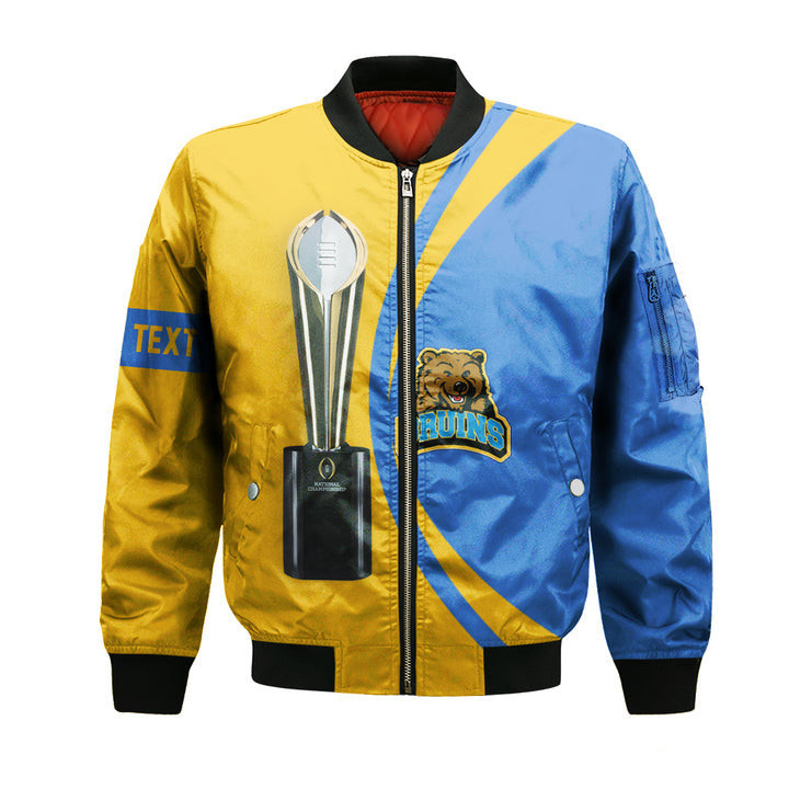 UCLA Bruins Personalized Text Champions Bomber Jacket | NCAA College Team Jacket for Men & Women | Sports Fan Gift
