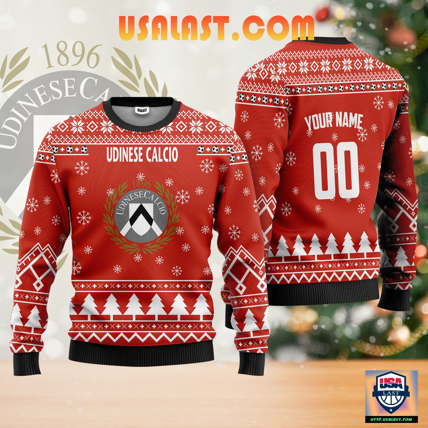 Udinese Calcio Personalized Ugly Christmas Sweater Red Version
