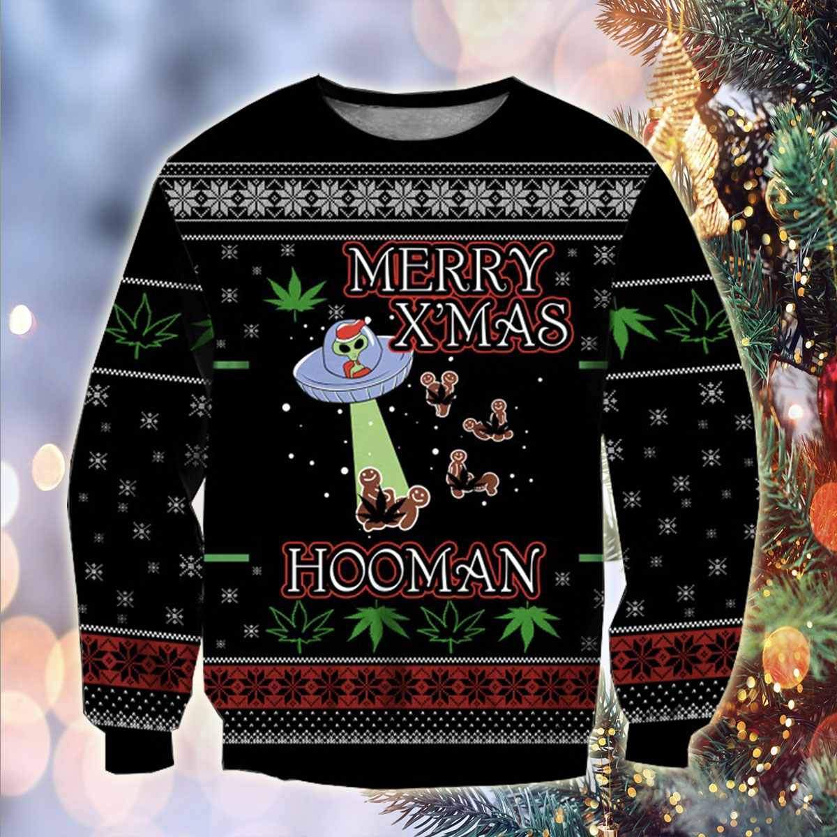 Ufo Merry X'Mas Hooman 3D All Over Print Ugly Christmas Sweater