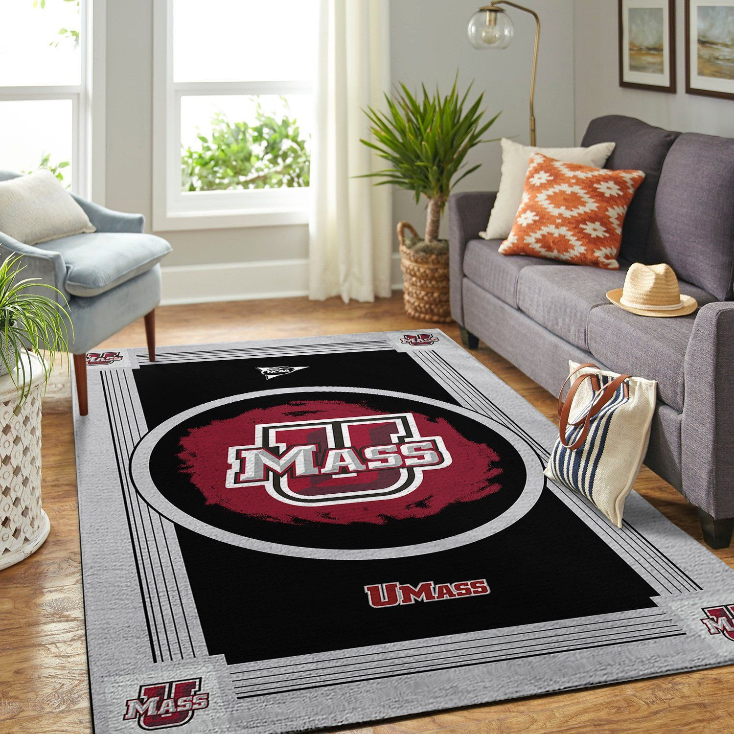 Umass Minutemen Team Logo Nice Gift Rectangle Area Rug – Full Print Carpet For Living Room & Bedroom Home Decor
