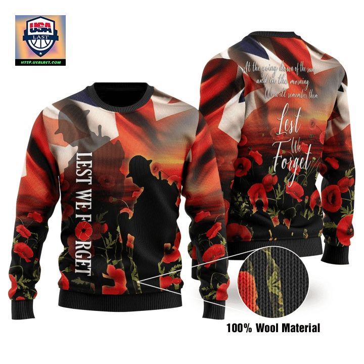United Kingdom Veterans Let We Forget Ugly Christmas Sweater