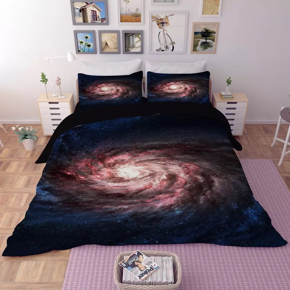 Universe Outer Space Themed Galaxy Duvet Cover Quilt Cover Pillowcase Bedding Set Bed Linen Home Bedroom Decor