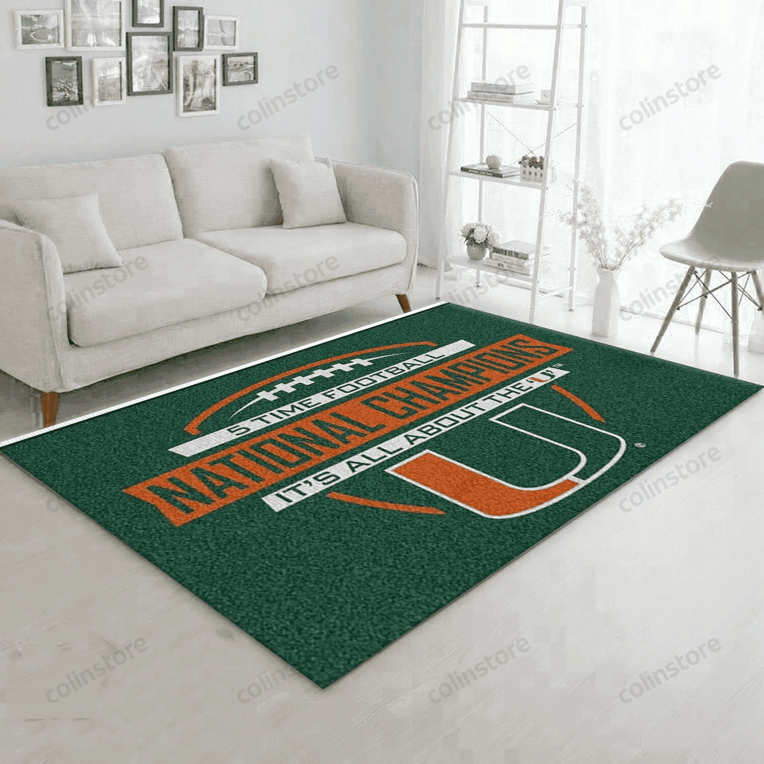 University Of Miami Dynasty Rectangle Area Rug – Full Print Carpet For Living Room & Bedroom Home Decor