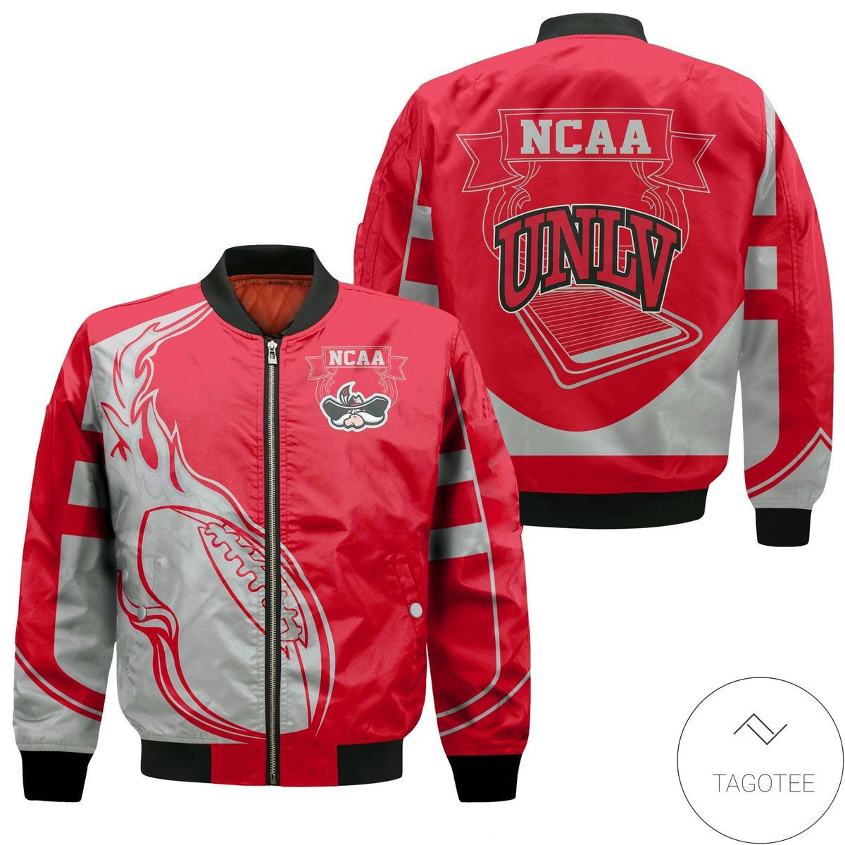 Unlv Rebels Flame Ball Bomber Jacket | NCAA College Team Jacket for Men & Women | Sports Fan Gift