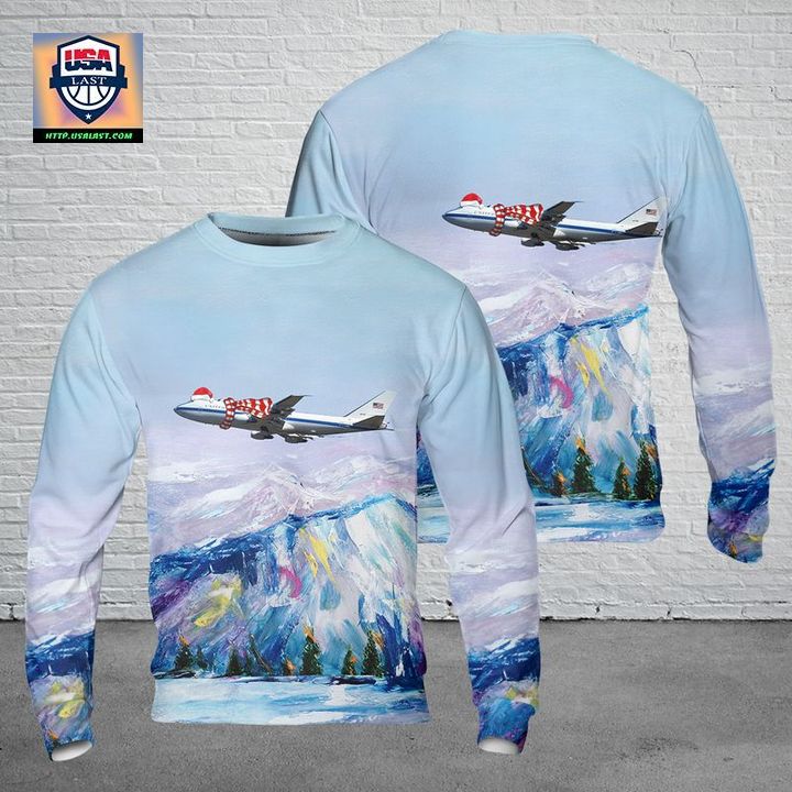 US Air Force Boeing E-4B Nightwatch Christmas AOP Sweater
