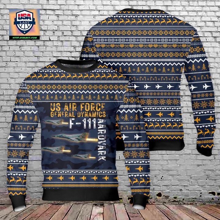 US Air Force General Dynamics F-111 Aardvark Christmas Sweater 3D