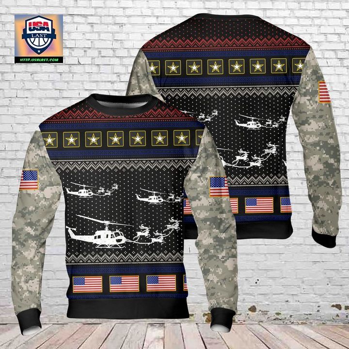 US Army Bell UH-1 Huey Christmas Sweater 3D