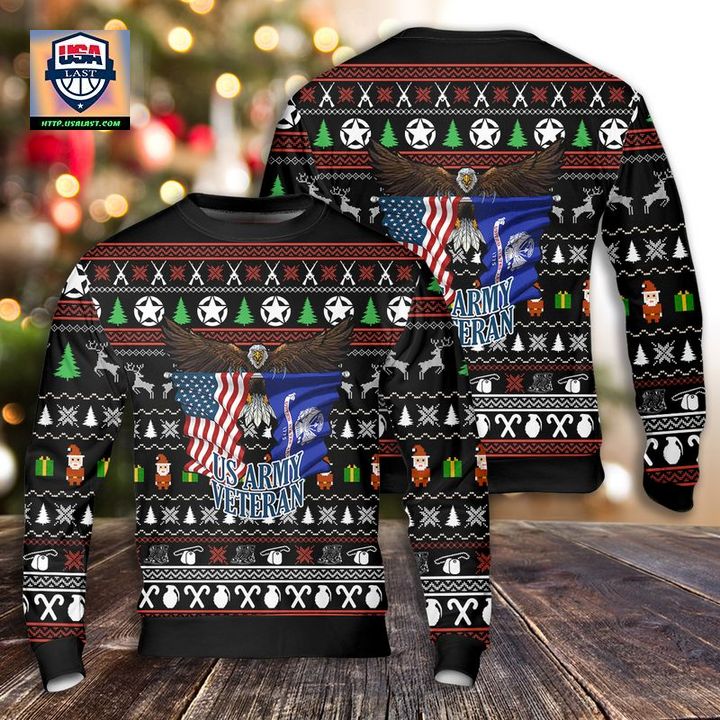 US Army Veteran Christmas Sweater 3D