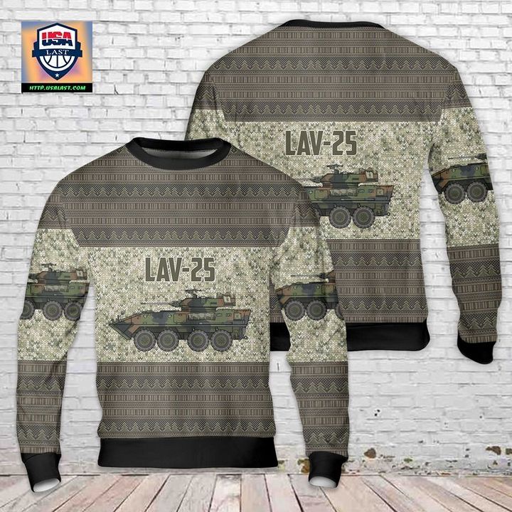 US Marine Corps Light Armored Vehicle LAV-25 Christmas Sweater 3D