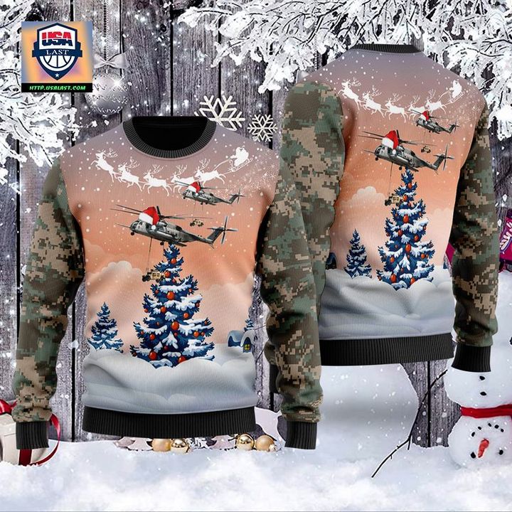 US Marine Corps Sikorsky CH-53E Super Stallion S-65E 80 Christmas Sweater 3D