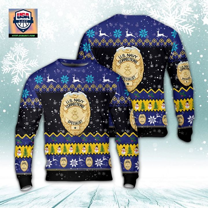 US Navy Corrections Specialist Badge Christmas AOP Sweater