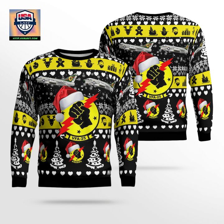 US Navy E Corsair II Of VA-25 Christmas Sweater 3D