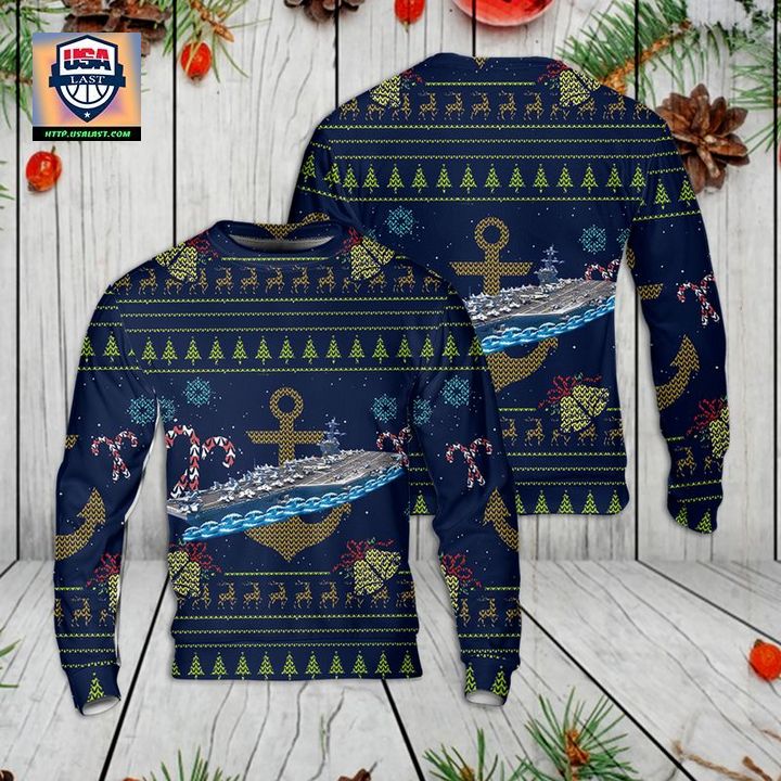 US Navy USS Carl Vinson Christmas AOP Sweater